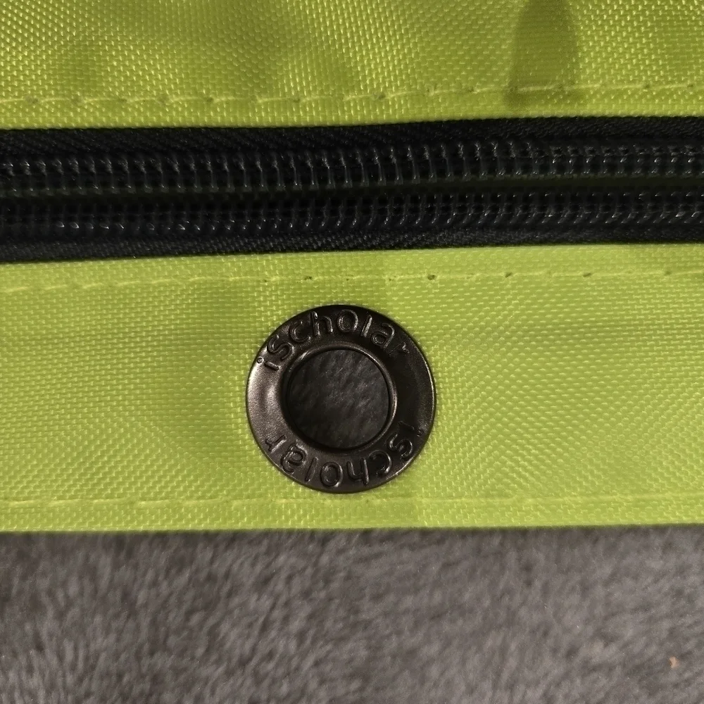 iScholar Jumbo Expandable Pencil Pouch, 3 Pockets, Neon Green